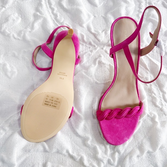 Stuart Weitzman Dancer Twistie 100 Suede Sandal In Pink Size 11.5 - Picture 6 of 7